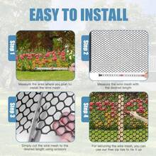 Geflügelnetz 40cm x 10m 4mm Maschenweite, Kunststoff Gartenzaun Hühnerzaun Balkonschutznetz Haustiernetz, witterungsbeständig einfach zu installieren für Garten Outdoor - Schwarz - Übersicht 4