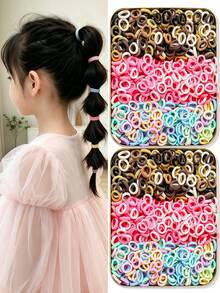 300/200/100pcs 3-Color High Elasticity Towel Hair Scrunchies, Durable And Non-Damaging, Sweet Basic Fashion Hair Accessories For High Ponytail - Suitable For Girls And Teens, Daily, Vacation, School, Date - Multicolor - View 2