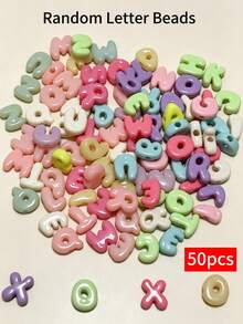 30/50pcs Acrylic Random A-Z Bold Letter And Number Beads, Mixed Color Loose Beads For Jewelry Making, DIY Friendship Bracelets, Necklaces, Bag Charms, Keychain Crafting, Personalized Gifts, Adult Handmade Materials - Multicolor - View 24
