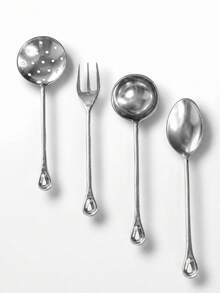 Concha/Escumadeira/Colher Arroz/Garfo Jogo 4 Peças Alumínio Batido Cozinha - kit 4 peças - Visão 2