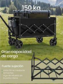 All‑Purpose Foldable Outdoor Camping Trolley, Collapsible Pull‑Along Wagon Cart With Solid Reinforced Wheels, High‑Capacity Utility Handcart For Picnic, Grocery‑Shopping, Backyard And Beach Use, Three Optional Sizes . - A - View 8