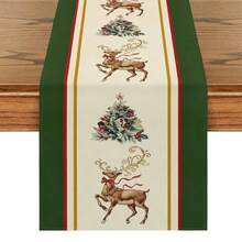 [Christmas Hot]1pc Christmas Table Runner, Christmas Tree Tablecloth, Reindeer, Christmas Fir Tree, Merry Christmas, Christmas Decoration Items, Christmas Gifts, Christmas Decorative Rectangular Tablecloth, Suitable For Home Decor, Living Room Decor, Multiple Size Options - Multicolor - View 14