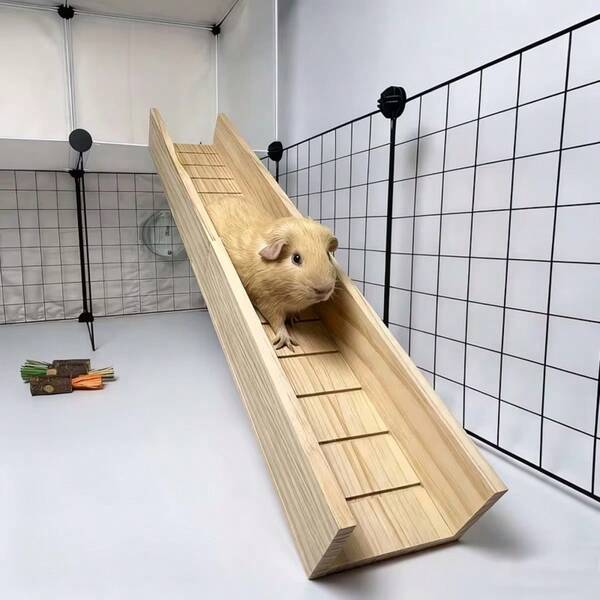 Tangga dan Rampa Kayu untuk Hewan Kecil - Platform Penghubung Kandang Bertingkat, Cocok untuk Marmut, Hamster, Kelinci, Musang, Rampa Habitat, Tangga Kandang, Komponen Kayu untuk Kandang Bertingkat