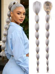 22 Inch Drawstring Ponytail For Black Black Kinky Bubble Braided Ponytail Extension, Pony Tail Hair Extension - Multicolor - View 10