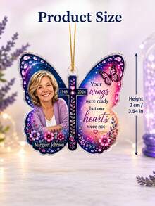 1pc Personalized Memorial Photo Butterfly Ornament, Custom Name & Dates Acrylic Christmas Ornament With Picture, In Memory Of Loved One Sympathy Gift,Christmas Tree Decor,Christm Gift - Multicolor - View 7