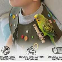 1pc Bird Shoulder Strap Jacket, Parrot Anti-Bite Feather Training Supplies, Human-Bird Interaction Anti-Bite Accessory, Easy To Clean, Shoulder Protection Design, Bird Training Stand, Sun Conure Parrot Accessory, Anti-Scratch Bird Shoulder Pad, Portable Bird , Small Parrot Travel Carrying Stand - A+B - View 9