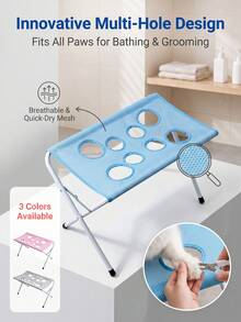 1pc Foldable Metal Pet Bath Rack, 80kg Load Capacity, Non-Slip Cat & Dog Grooming Bath Stand, Portable & Stable Large Cat & Dog Shower Rack, Suitable For Pet Grooming And Cleaning Supplies - Multicolor - View 1