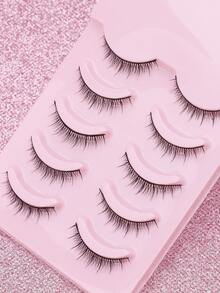 AYRMILLA Lashes NEW 5 Pairs Natural False Eyelashes Fluffy Soft Dramatic Wispy Eyelash ,Handmade Upper Lash Winged End Eye Elongated Eyelashes Natural Realistic Eyelash Full Strip Lashes Volume Popular Make Up Beauty Tools. - Black - View 4