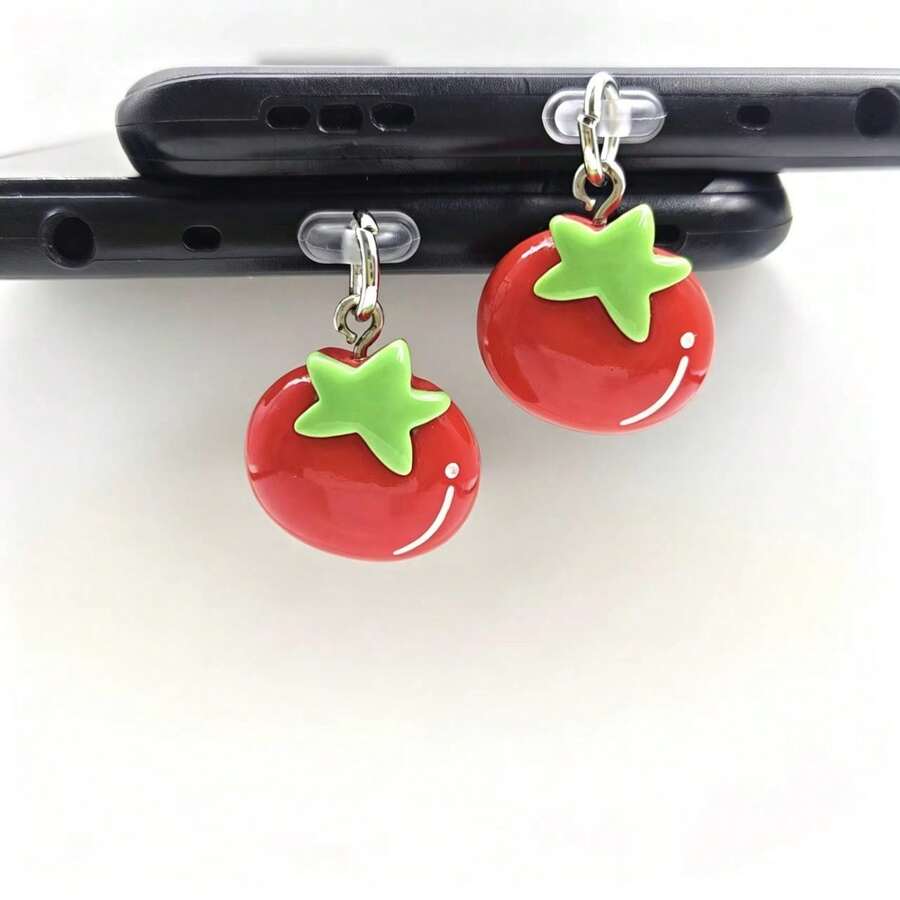 1pc Tomato Pendant Phone Dust Plug - Multicolor - View 1