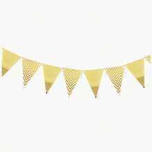 Gold 12pcs 16.4ft Triangle Bunting Flags, Triangular Hanging Banners, Suitable For Festivals, Weddings, Birthday Parties - Gold - View 9