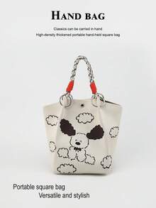 1pc Cute Cartoon Animal Large Capacity Lightweight Handbag, Suitable For Commuting, School, Travel, Portable And Easy To Match With Clothes, All Seasons - Multicolor - View 11