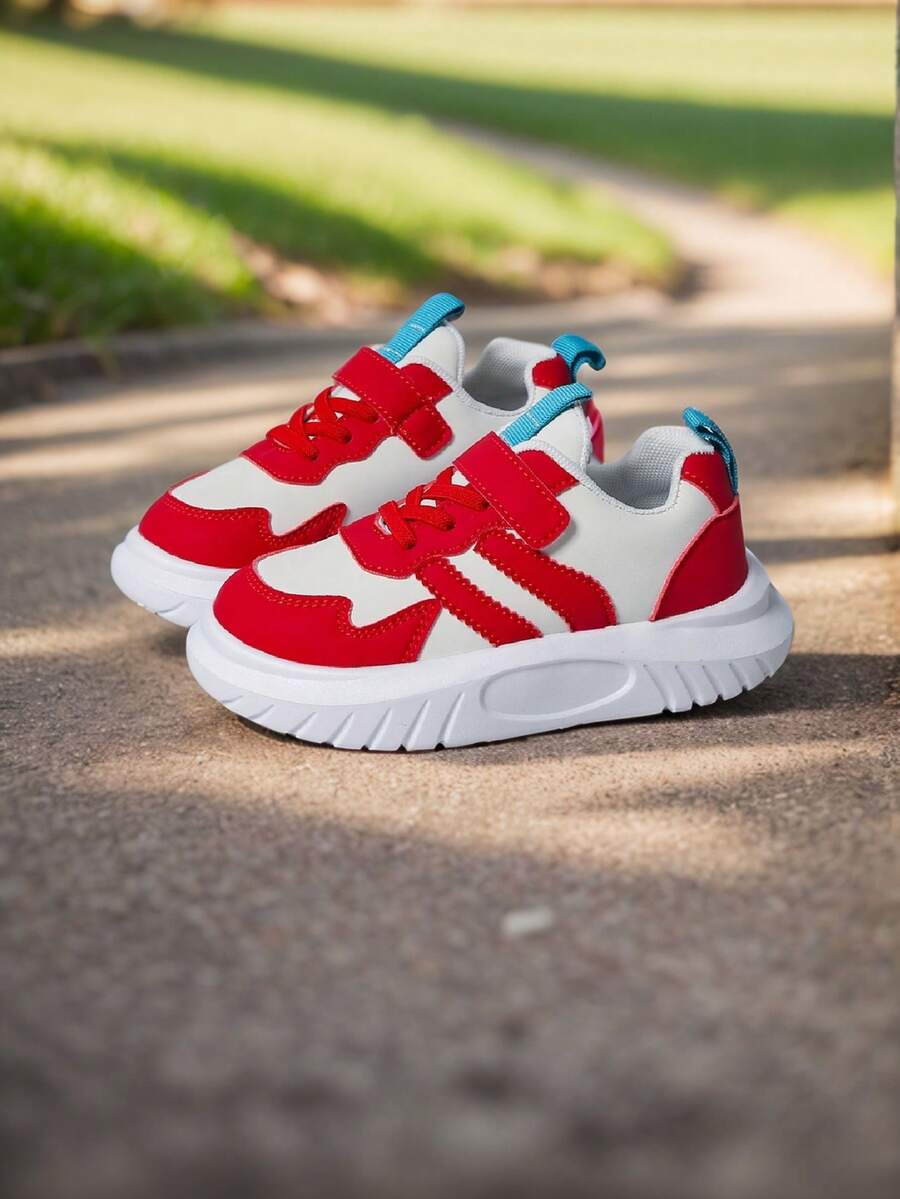 Children's Spring/Autumn New Student Convenient Hook And Loop Campus Style Skate Shoes Casual Shoes - Red - View 1