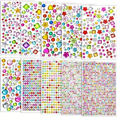 4620 piezas de pegatinas de strass autoadhesivas, pegatinas de gemas acrílicas con forma de corazón de colores brillantes, pegatinas de decoración reutilizables multifuncionales para manualidades, esenciales para arte de uñas, decoración DIY, creación artística, pegatinas perladas duraderas, exclusivas para entusiastas de la belleza, adornos de cristal vibrantes, accesorios de arte y manualidades