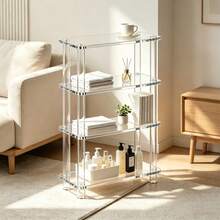 3-Tier Rectangular Modern Style Side Table With Storage Shelf, Narrow Bedside Table For Small Space, Suitable For Living Room And Bedroom - Multicolor - View 7