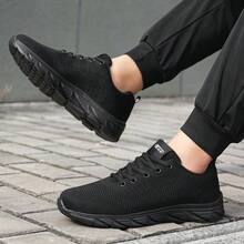 Men's Walking Shoes Lightweight Soft Sole Breathable Casual Sports Shoes For Daily Commute Hiking And All-Season Wear - All Black - View 5