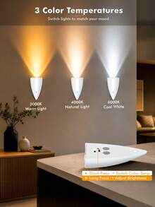 1/2pcs Stick‑On Motion Sensor LED Wall Sconce, Cordless Rechargeable Battery Night Light, Dusk‑To‑Dawn Induction Wall Lamp, Minimalist Wireless Decor Lighting Fixture For Hallway, Bedroom, Stairs - Normal - View 5
