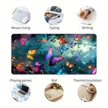 Extra Large Colorful Butterfly Desk Mat - High-Quality Non-Slip Rubber Base Mouse Pad | Vibrant Underwater Scene Design, Gaming & Office Decor Gift, Large Size Mouse Pad - Iridescent Butterfly - View 7