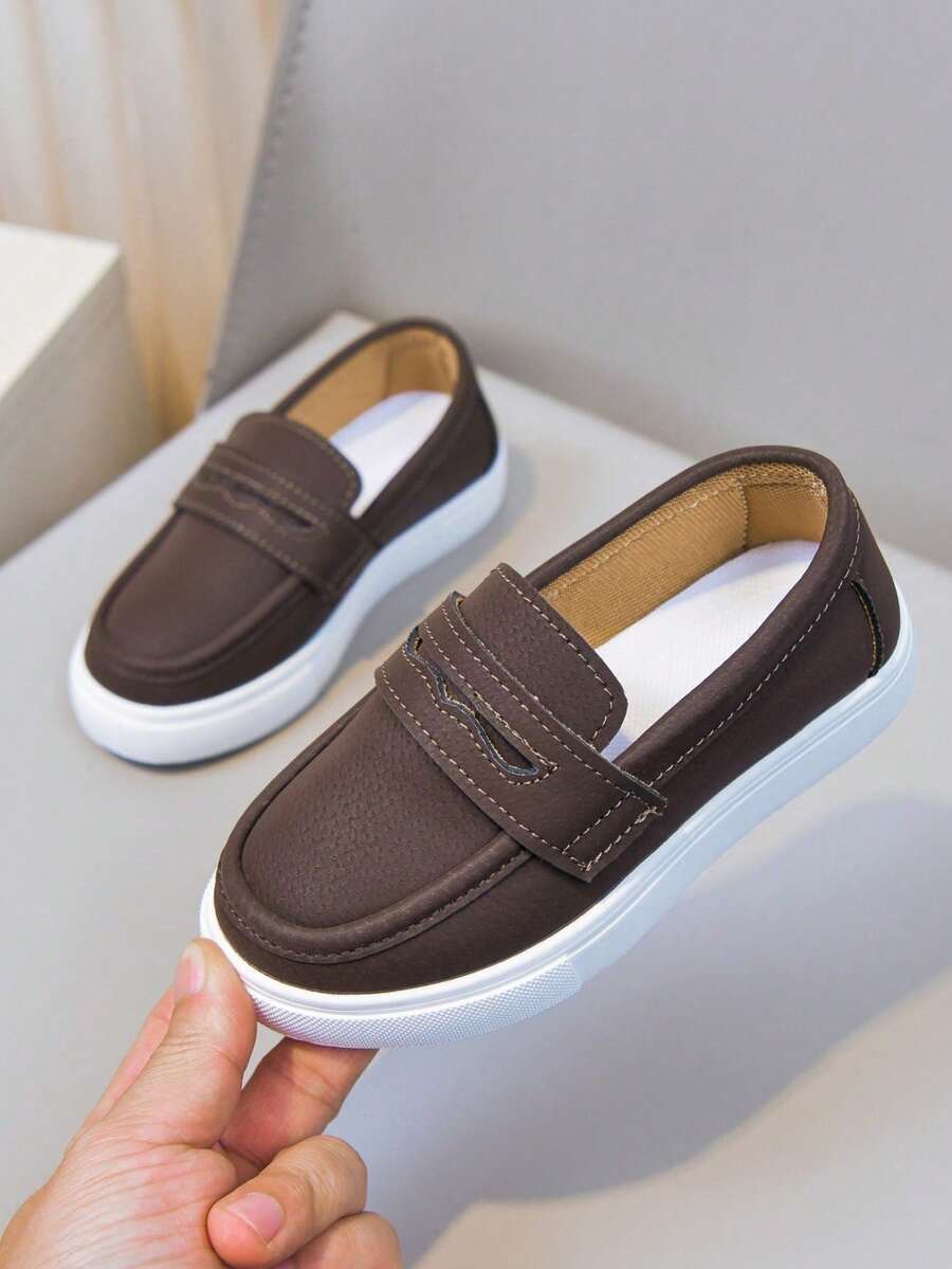 Children's Slip-On Loafers With Buckle Decor, Soft Sole Anti-Slip, Unisex Casual Shoes For Spring And Autumn