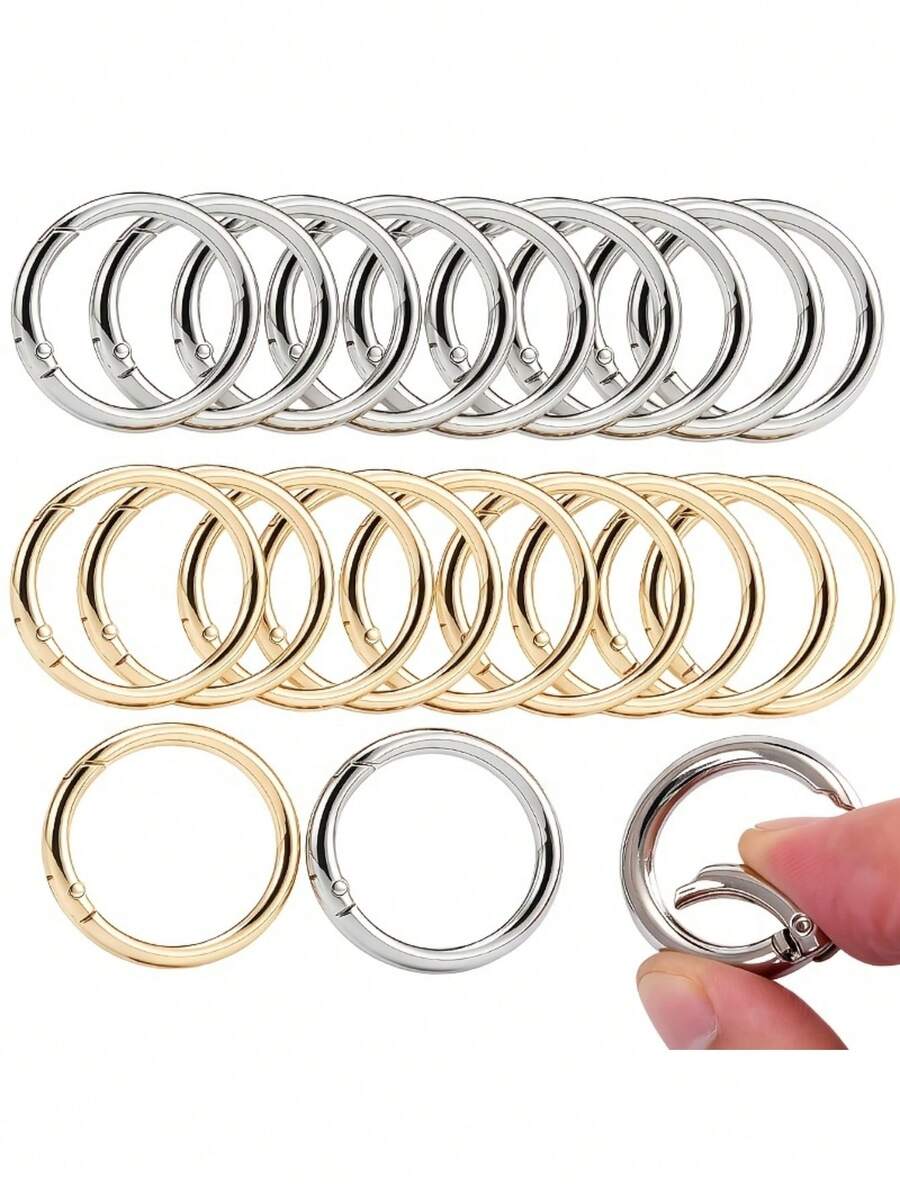 Flat Trigger Spring Snap O-Ring Metal Key Ring Round Buckle Suitable For Keychains, Bags, Wallets Keychain Hook Replacement Ring DIY Handmade Accessories