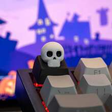 Halloween Skull Keycap,Cute Skull Artisan Keycap, 3D Sculpted White Spooky Resin Keycap, Gothic Halloween Key For Cherry MX Mechanical Keyboard, Perfect Halloween Gift. - View 5