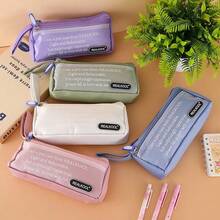 Large Capacity Double Layer Pencil Case, Creative Student Stationery Storage Bag, Multi-Functional Pencil Pouch, Klein Blue Pencil Bag, Suitable For Middle School, Elementary School, High School Students, Boys, Minimalist Style, High Aesthetic Value - Multiple Styles - View 4