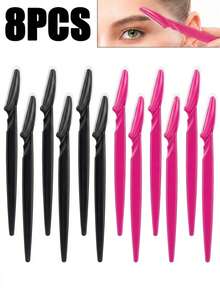 60/50/40/30/20/12/5pcs Portable Eyebrow Razors, Ergonomic Handle, Unisex Body Hair Trimmer, Anti-Scratch Blade Guard Eyebrow Shaver, Travel & Home Economic Beauty Tool, Exquisite Small Gift - Beige - View 14