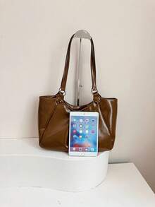 Vintage Large Capacity Tote Bag For Women, New Fashion Versatile Commuter Shoulder Bag - Brown - View 3