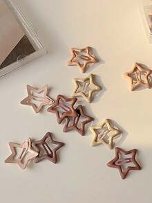 20/10/5/1pcs Matte Metallic Star Hair Clips, Fashion Mini Hair Accessories, Cute Five-Pointed Star Hair Claw Clips, Y2K Style, Suitable For Daily Wear - Multicolor - View 5