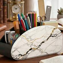 New Single Piece Wooden Remote Control Storage Box, Marble Pattern, Suitable For TV Remote, Glasses, Makeup Brushes, Pens, Office Supplies, Smart Controllers, Desktop Storage Organizer, Multi-Functional Storage Box, Home Office Holiday Gift, New Single Piece Wooden Remote Control Storage Box, Marble Pattern, Suitable For... - Multicolor - View 7