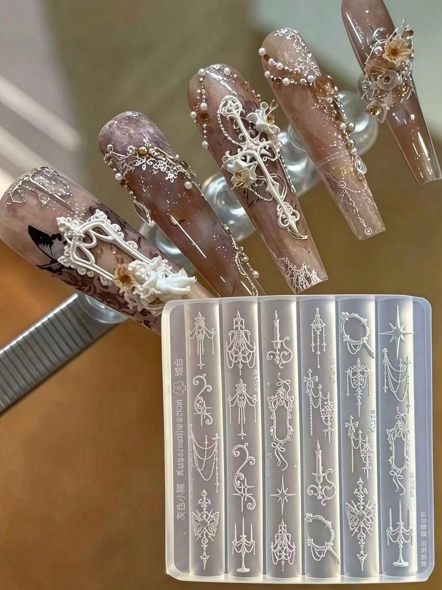 limitpretty 1pc Vintage Court Style Sword Blade Butterfly Chain Candle Holder Cross European Nail Art Silicone Mold - Multicolor - View 1