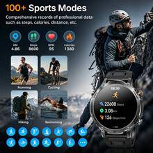 KENPANG 1400mAh Battery Men's Outdoor Smartwatch, Built-In Red/White LED Flashlight, 100+ Sports Modes, Call/Message Notifications, 24/7 Health Monitoring, Sleep Tracking, IPX8 Waterproof, Men's Fitness Tracker, Compatible With IOS And Android - View 6