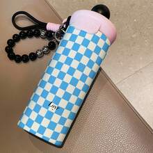 1PC 600ML Creative Checkered, Simple Checkered, English Check Pattern Stainless Steel Insulated Cup, Dual-Drink Coffee Cup, Portable Straw Cup, Stylish Lanyard Insulated Cup, Suitable For Office, Home, Gift Recommendations, Coffee/Milk/Tea - Multicolor - View 12
