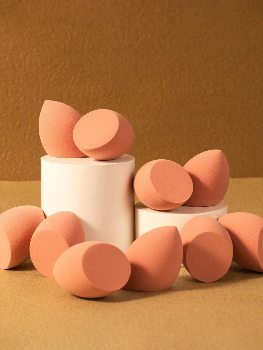 10pcs/20pcs Dual-Use Makeup Sponges, Multi-Color Latex-Free Reusable Washable , Soft Flawless Makeup Applicators For Powder, Liquid, Makeup Design, Travel Essential - Coral Pink - View 1