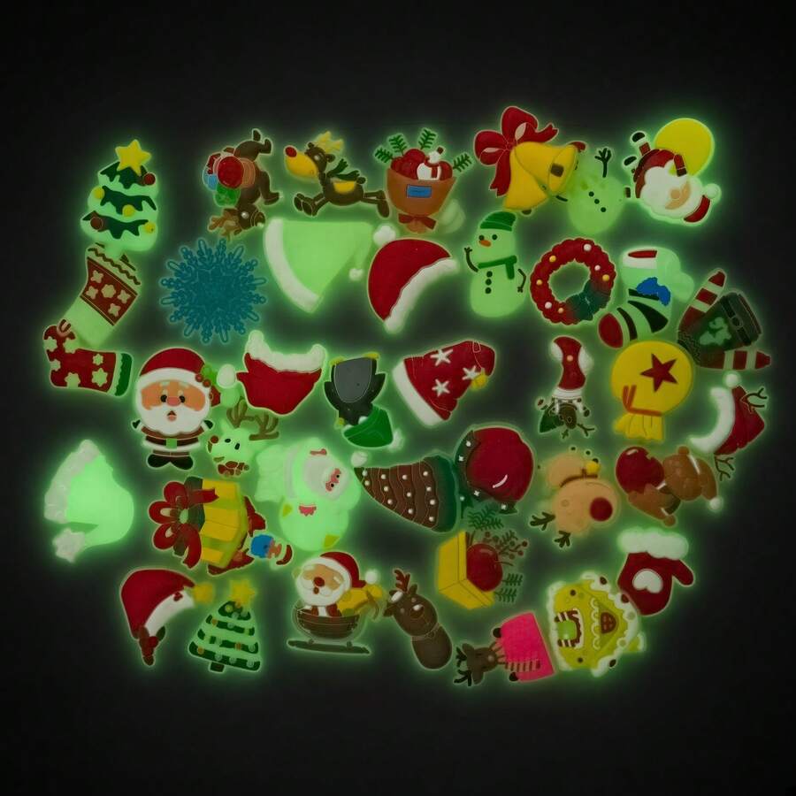 11PCS/22PCS Random Glow In The Dark Christmas Shoe Charms PVC Clog Decorations Mix Pack Gift - Random Pattern - View 1