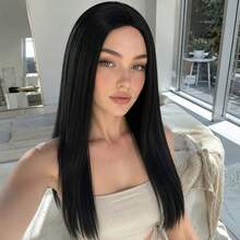 28 Inch Black Middle Part Long Straight Women's Wig, Natural Fashionable Style, Suitable For Women's Daily Wear And Party Occasions - 28-inch Black Middle Part - View 7