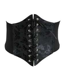 1pc Women's High Elasticity Fashion Black Butterfly Belt, Gothic Style Belt, Suitable For Daily Commute, Outerwear Accessory, Gift - Black - View 3