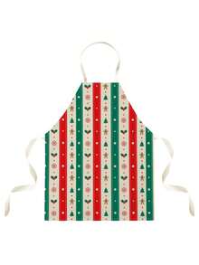 1PC Christmas Pattern Single-Sided Printed Apron, Unisex Home Kitchen Halter Tie Apron, Home Decor Kitchen Cooking Anti-Stain Apron - Multicolor - View 8