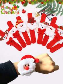 10pcs Christmas Themed Hand Clappers, Featuring Santa Claus, Snowman And Reindeer Patterns, Suitable For Holiday Decoration And Accessories, Perfect For Christmas Parties And Gift Exchanges, Fit For Everyone - Random Shipping - View 5