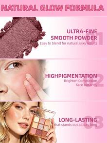 USHAS 9 Colors Eye & Face Palette, Eyeshadow Blush Highlighter 3-In-1 Makeup Palette, Matte Shimmer Sparkle Highly Pigmented Waterproof Long-Lasting - #03 Cool Taupe - View 5