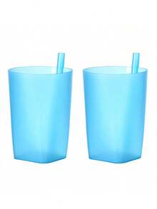 4pcs/Set Customized Plastic Water Cups With Built-In Straws, 12.17oz Portable Drinking Cups, Random Colors, Personalized Tumblers For Parties And Family Gatherings - Multicolor - View 23