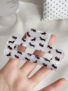 1pc New Style Large Pearl Glossy Dachshund Hair Clip, Strong Grip, Suitable For Thick Hair, Perfect For Daily Wear Or As A Gift For Close Friends - Multicolor - View 4