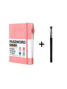 1/2pcs PU Material Password Notebook, With Letter Index Tabs, Includes Password Record Book And Login Log, Compact And Portable, With Pen Loop And Elastic Band, Suitable For Home, Office Or Travel Account Password Organization - Multiple Styles - View 12