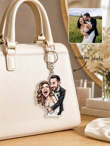 Personalized Photo Cartoon Portrait Keychain,Bag Charm, Custom Image Portrait Accessory, Personalized Wedding Memory Token, Couple Photo Gift - Multi-color - View 10