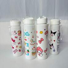 SANRIO 5PCS Cute Cartoon Water Cups, Leak-Proof Plastic Sports Water Bottle, Cute Personalized Gift, Suitable For Outdoor Hiking, School, Office, Perfect Gift - Multicolor - View 3