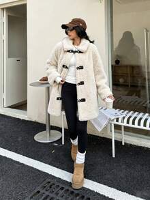 Seelio Autumn/Winter New Women's Fashion European Style Commuter Minimalist Versatile Lapel Long Sleeve Coat Jacket - White - View 2