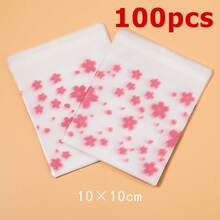100 Buah Kantong Plastik Perekat Semi-Transparan Bermotif Bunga Sakura Merah Muda, Cocok untuk Kemasan Hadiah, Penyimpanan Perhiasan, dan Kantong Pajangan - Tas berperekat - View 11