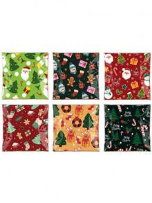 1/100/200pcs Christmas Self-Adhesive Gift Bags, Self-Sealing Pouches With Santa Claus, Christmas Tree, Snowman, Gingerbread Man Patterns, Mixed Colors, Exquisite Design, Rich Christmas Atmosphere, Suitable For Christmas Party - Multicolor - View 3