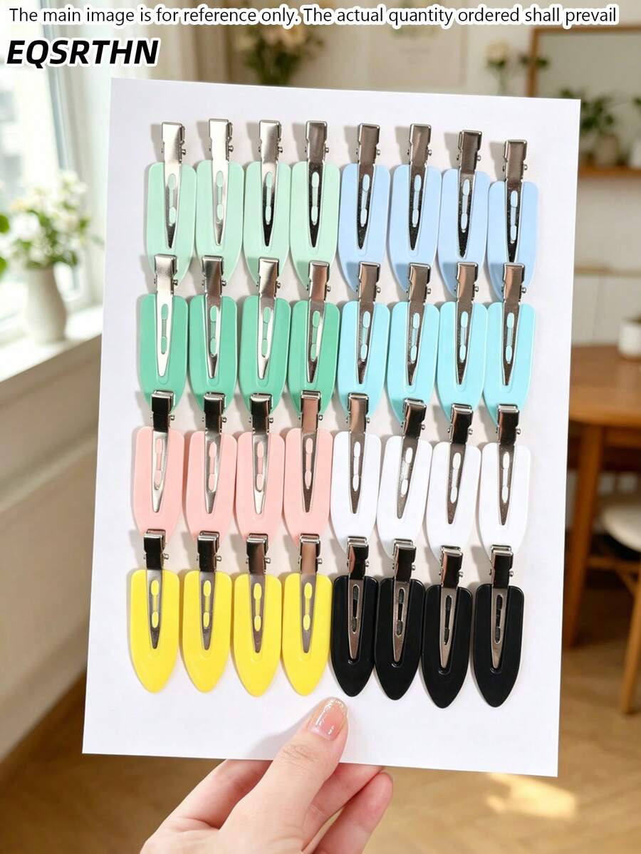 32pcs Macaron Candy Color Non-Bendable Hair Clips, Women's Colorful Seamless Snap Alligator Hair Clips - Multicolor - View 1
