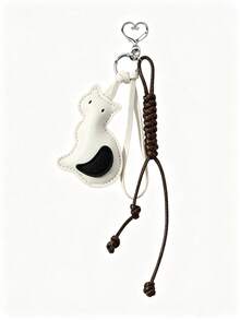 1pc Cartoon Multi-Color Leather Dog & Cat Handmade Braided Rope Keychain Bag Pendant - Multicolor - View 7