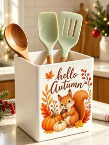 1件裝「HELLO AUTUMN」多功能收納整理盒－餐具架、桌面收納盒（適用於存放餐具、吸管、茶包、筆、遙控器），小巧省空間，適合廚房、辦公室、客廳（下單前請注意尺寸） - 彩色 - 查看 3